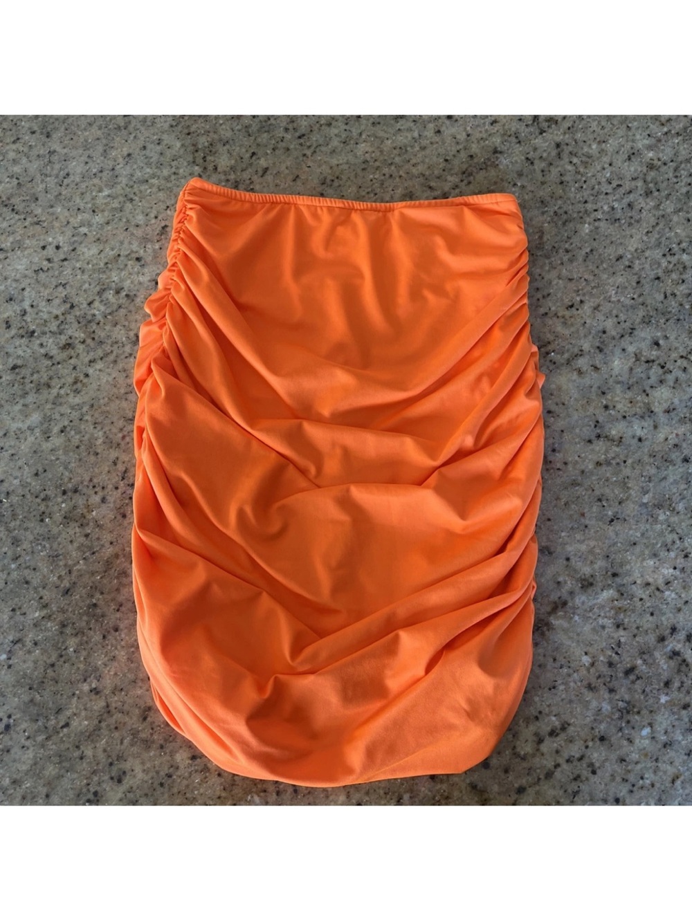 Orange Ruched strapless Dress  or Top Size S stretches to 23 inches